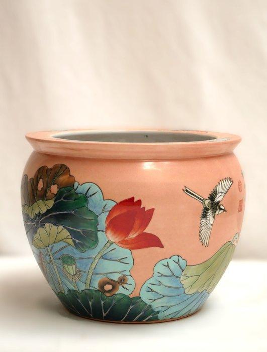 Bloempot - Porselein - handbeschilderde emaille, Antiek en Kunst, Curiosa en Brocante