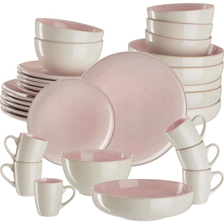 tectake Serviesset Mare van aardewerk, voor 6 personen - 30, Huis en Inrichting, Keuken | Servies, Verzenden