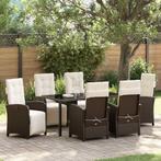 vidaXL Tuin Eettafel Set 7 pcs Bruin poly rattan, Tuin en Terras, Verzenden, Nieuw