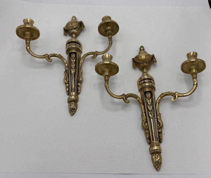 Kaars wandlamp (2) - Brons - Wandkandelaren, Antiek en Kunst, Antiek | Overige Antiek