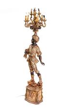 Lampadaire chandelier - Bois polychrome