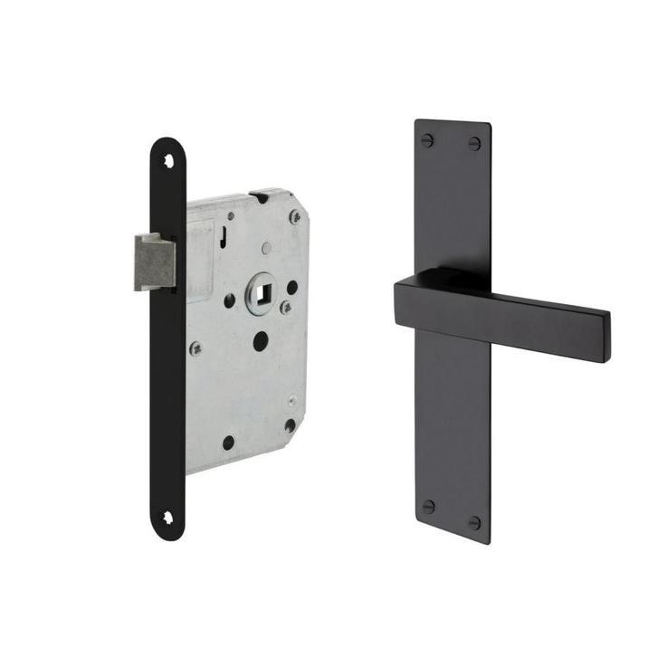 Deurbeslag set Nova op schild met loopslot, Doe-het-zelf en Bouw, Hang- en Sluitwerk, Klink of Kruk, Nieuw, IJzer, Ophalen of Verzenden