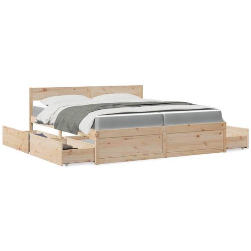 vidaXL Bed met lades en matras massief grenenhout 200x200 cm, Huis en Inrichting, Slaapkamer | Bedden, Nieuw, Verzenden