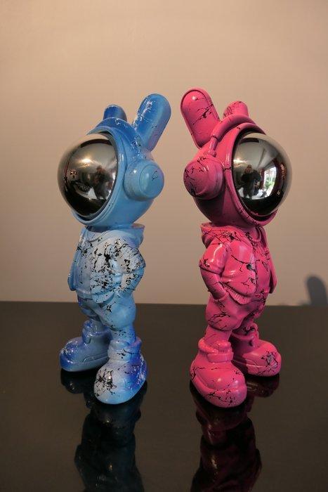 RichART - Lot de 2 astronautes POP bleu & rose en version, Antiek en Kunst, Kunst | Designobjecten