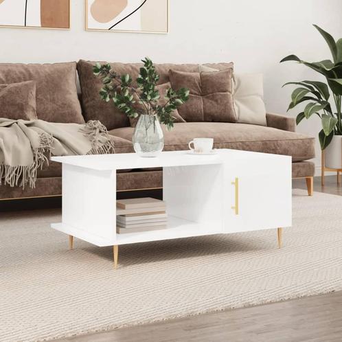 vidaXL Salontafel 90x50x40 cm bewerkt hout hoogglans wit, Huis en Inrichting, Tafels | Salontafels, Nieuw, Verzenden