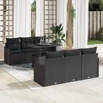 vidaXL 7-delige tuinzetel set met kussens Zwart Poly Rattan, Tuin en Terras, Tuinsets en Loungesets, Verzenden, Nieuw