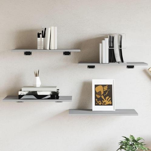 vidaXL Wandschappen 4 st 60x30x1,5 cm bewerkt hout grijs, Huis en Inrichting, Woonaccessoires | Wandplanken en Boekenplanken, Nieuw