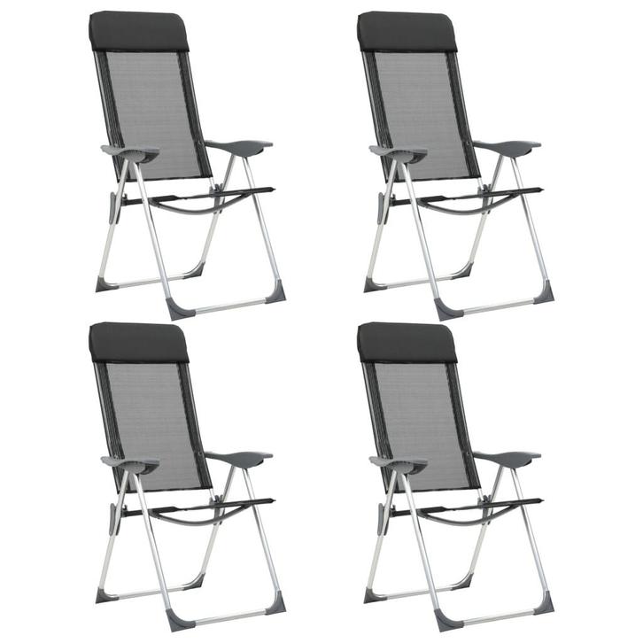 vidaXL Campingstoelen inklapbaar aluminium zwart 4 st, Caravans en Kamperen, Kampeermeubelen, Nieuw, Verzenden