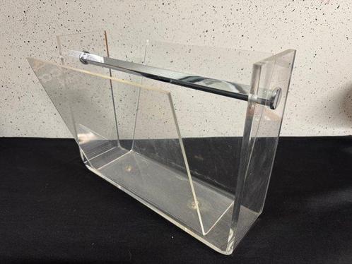 Porte-revues - Vitrine vintage en plexiglas avec support, Huis en Inrichting, Overige Huis en Inrichting