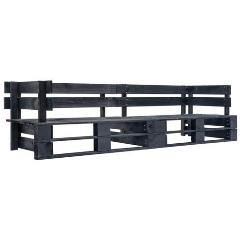 vidaXL Tuinbank 2-zits pallet hout zwart, Tuin en Terras, Tuinsets en Loungesets, Nieuw, Verzenden