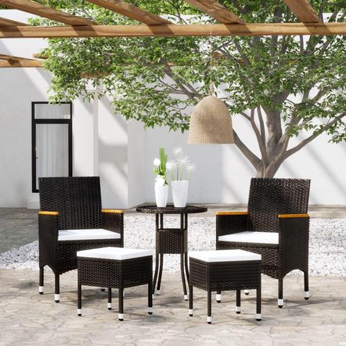 vidaXL 5-delige Loungeset poly rattan zwart, Tuin en Terras, Tuinsets en Loungesets, Loungeset, Nieuw, Verzenden