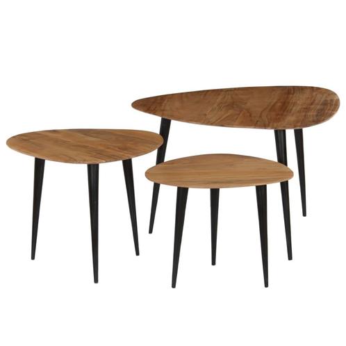 vidaXL 3-delige Salontafelset massief acaciahout, Huis en Inrichting, Tafels | Salontafels, Nieuw, Verzenden