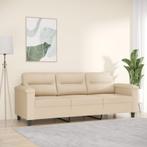 vidaXL Driezitsbank 180 cm microvezelstof crèmekleurig, Huis en Inrichting, Zetels | Zetels, Verzenden, Nieuw