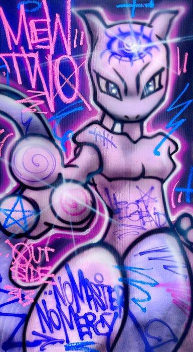 Outside313 - MEWTWO - no master no mercy - Pokemon psychic, Antiek en Kunst, Kunst | Schilderijen | Modern