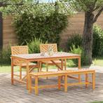 vidaXL Tuin Eettafel Set 4 pcs Bruin Massief Acacia Hout, Tuin en Terras, Tuintafels, Verzenden, Nieuw
