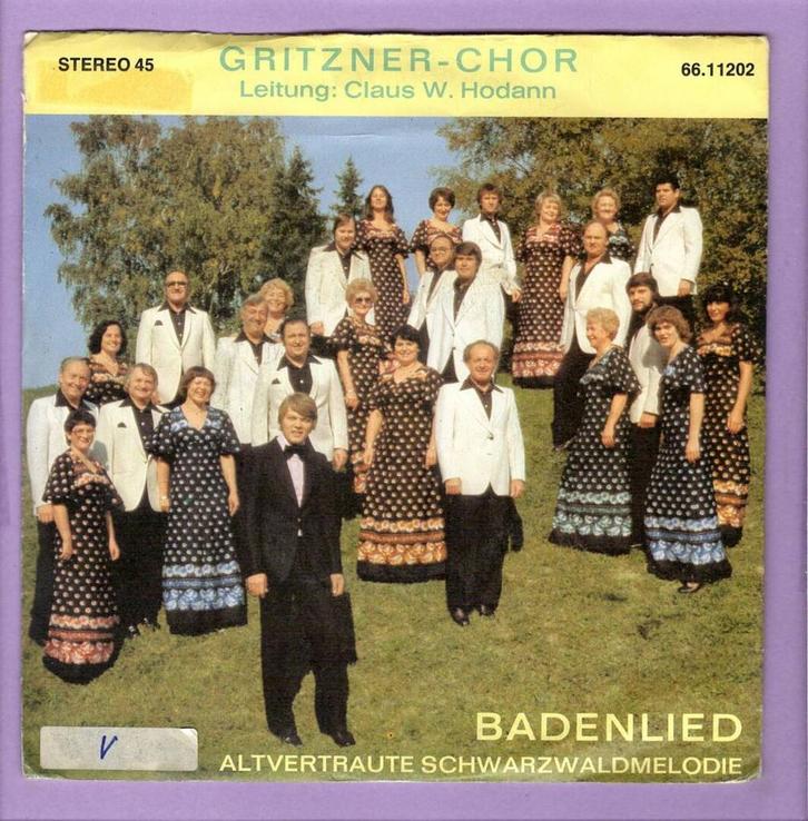 Gritzner-Chor – Badenlied / Altvertraute Schwarzwaldmelodie, CD & DVD, Vinyles Singles, Enlèvement ou Envoi