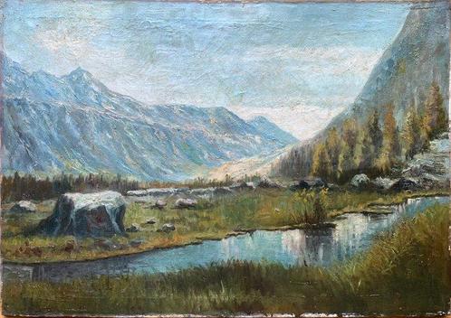 Pompilio Seveso (1877-1949) - Paesaggio Alpino, Antiek en Kunst, Kunst | Schilderijen | Klassiek