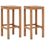 vidaXL Tabourets de bar lot de 2 bois de teck massif, Verzenden, Neuf