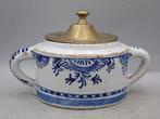 Delft - Pot - met messingafdekking - Aardewerk - Possetpot, Antiek en Kunst