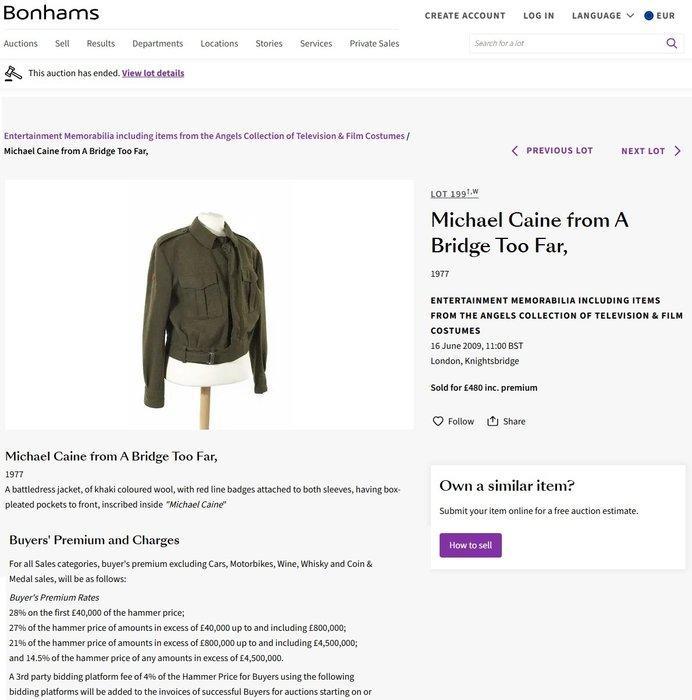 A Bridge Too Far - Battledress jacket, khaki-colored wool,, Verzamelen, Film en Tv