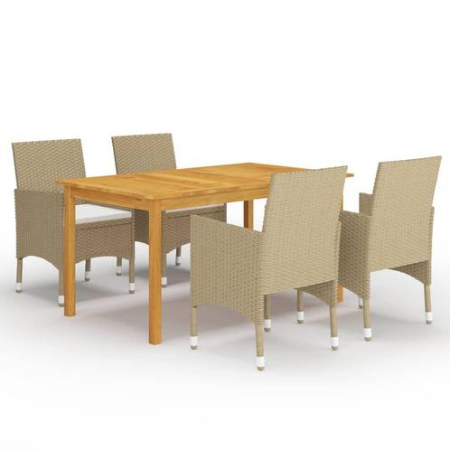 vidaXL Ensemble à manger de jardin 5 pcs Beige, Jardin & Terrasse, Ensembles de jardin, Neuf, Envoi