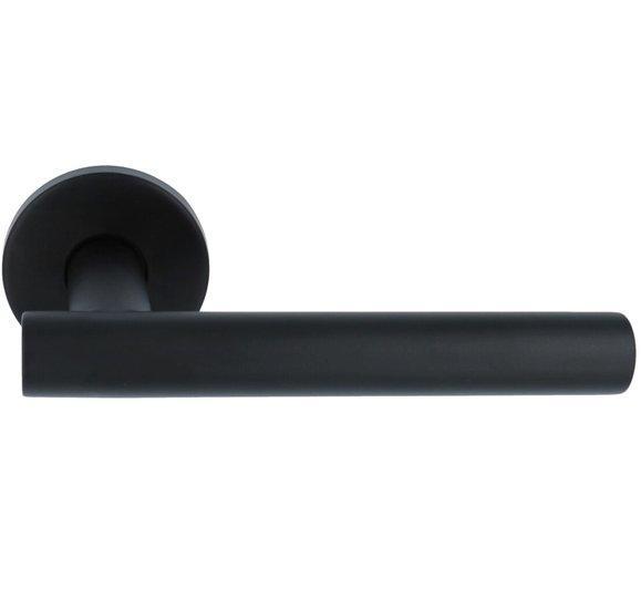 Deurkruk Brenda op ronde rozet mat zwart, Doe-het-zelf en Bouw, Hang- en Sluitwerk, Ophalen of Verzenden