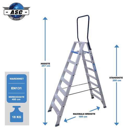 ASC Dubbele trap, Doe-het-zelf en Bouw, Ladders en Trappen, Trap, Nieuw, Verzenden