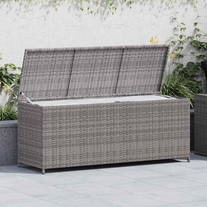 vidaXL Tuinbox 150x50x60 cm poly rattan grijs, Tuin en Terras, Bergingen en Tuinkasten, Nieuw, Verzenden