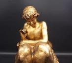 Emmanuel Frémiet (1824-1910) - Beeld, Young Faun with Bear -, Antiquités & Art, Antiquités | Céramique & Poterie