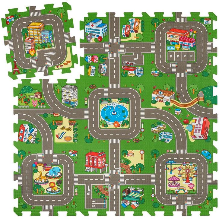 tectake Puzzelmat MyCity, stad- en wegen, 9-delig, antislip, Kinderen en Baby's, Speelgoed | Kinderpuzzels, Verzenden