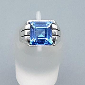 Zilver, Art Deco - Ring - Blauwe Spinel (Getest!), Antiek en Kunst