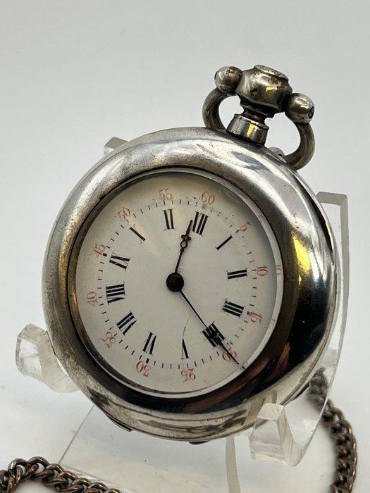 Cilindro Argento . Cassa bombata . 1880 . Chiavetta . Con, Handtassen en Accessoires, Horloges | Heren