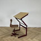 complete set 10x schooltekentafel en 10x stoel , beuken -, Gebruikt, Bruin, Hout