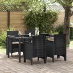 vidaXL Tuinstoelen met Kussens 4 pcs Anthraciet Poly Rattan, Tuin en Terras, Tuinstoelen, Verzenden, Nieuw
