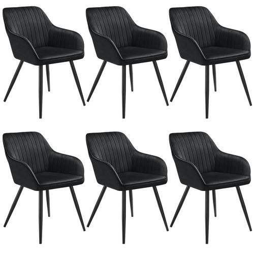 tectake Stoel Marilyn, fluweeloptiek, gestikt - zwart/zwart,, Huis en Inrichting, Stoelen, Verzenden