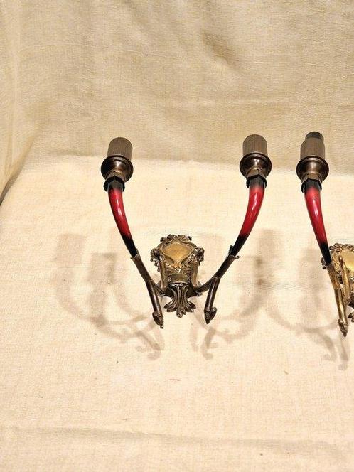 Wandkandelaar (3) - Messing, Metaal - Drie muurapplicaties, Antiek en Kunst, Curiosa en Brocante