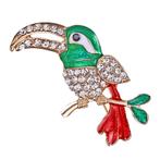 Fako Bijoux - Broche - Vogel - Toekan - 29x41mm - Groen, Handtassen en Accessoires, Broches, Verzenden, Nieuw