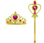 Prinsessenjurk - Kroon en staf - Goud met roze - Kleedje, Kinderen en Baby's, Nieuw, Verzenden
