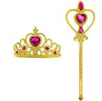 Prinsessenjurk - Kroon en staf - Goud met roze - Kleedje, Verzenden, Nieuw