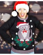Foute Kerst pull met kat en pom poms voor vrouwen, Ophalen of Verzenden, Nieuw