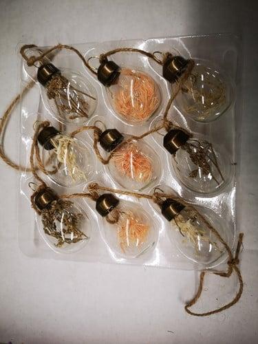 Glazen eieren bollen gevuld met droogbloemen zalm wit, Huis en Inrichting, Woonaccessoires | Kunstplanten en Kunstbloemen, Nieuw