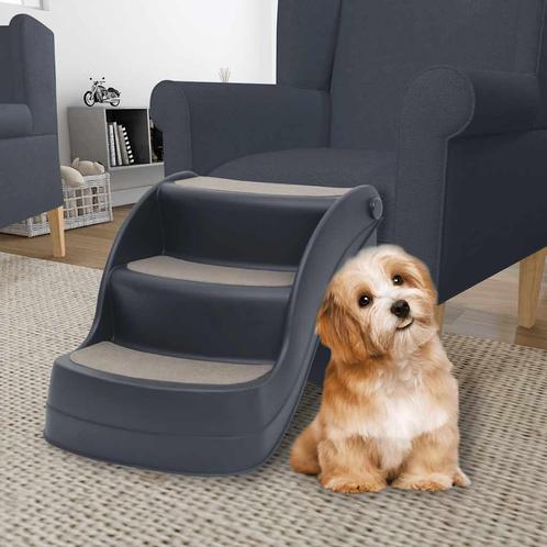 vidaXL Hondentrap 3 treden inklapbaar donkergrijs, Dieren en Toebehoren, Overige Dieren-accessoires, Nieuw, Verzenden
