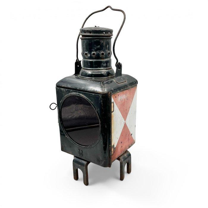 Olielamp - Metaal, Glas - Oude spoorweglantaarn, Antiek en Kunst, Kunst | Designobjecten