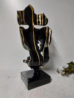 Beeld, artistic Statue head on block  THE SILENCE  42 cm