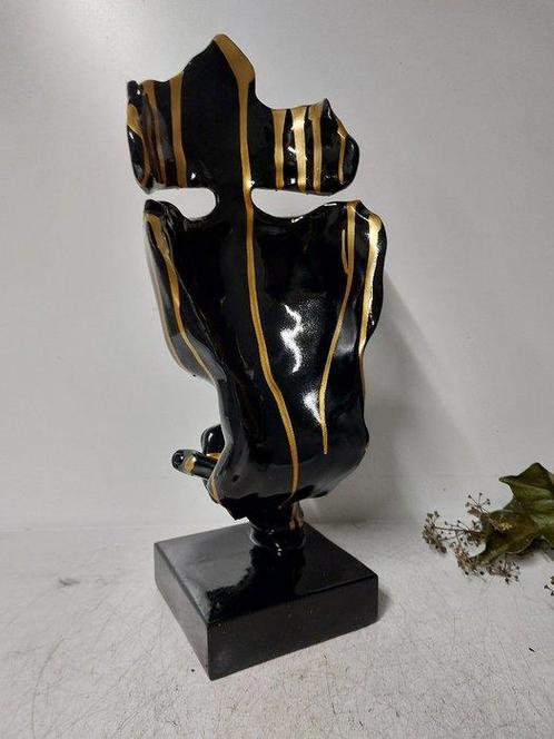 Beeld, artistic Statue head on block  THE SILENCE  42 cm, Antiek en Kunst, Kunst | Designobjecten