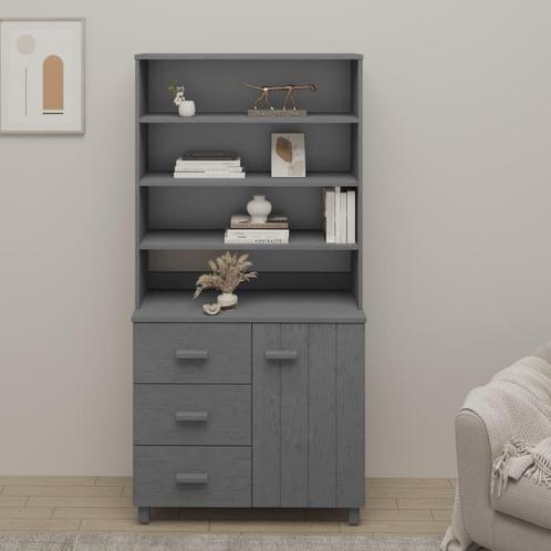 vidaXL Hoge kast HAMAR massief grenenhout donkergrijs, Huis en Inrichting, Kasten | Dressoirs, Nieuw, Verzenden