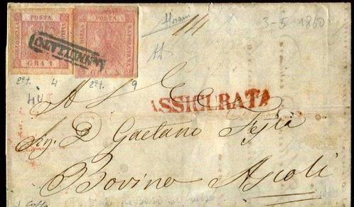 Anciens états italiens - Naples 1858 - Assuré de Naples à, Timbres & Monnaies, Timbres | Europe | Italie