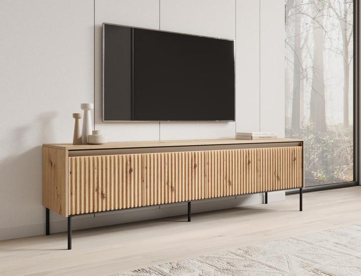 Meubella TV-Meubel Timoteo eiken 190 cm, Maison & Meubles, Armoires | Mobilier de télévision, Envoi