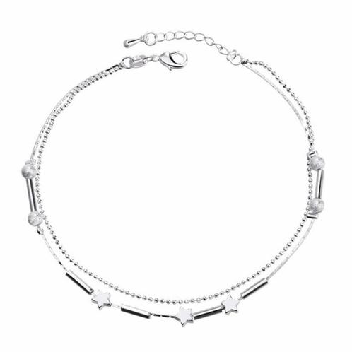 Fako Bijoux® - Enkelbandje - Sterretjes - Verzilverd, Handtassen en Accessoires, Enkelbandjes en Enkelkettinkjes, Verzenden