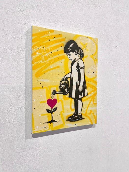 Okyes (1987) - Where Love Grows (100% Hand-Painted), Antiquités & Art, Art | Peinture | Moderne